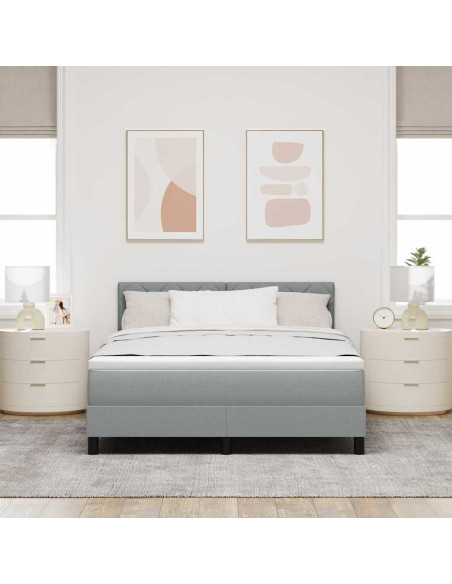 Letto a molle con testiera Grigio chiaro 140 x 190 cm Tessuto