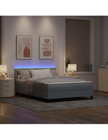 Letto a molle con testiera Grigio chiaro 140 x 190 cm Tessuto