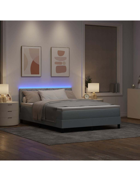 Letto a molle con testiera Grigio chiaro 140 x 190 cm Tessuto