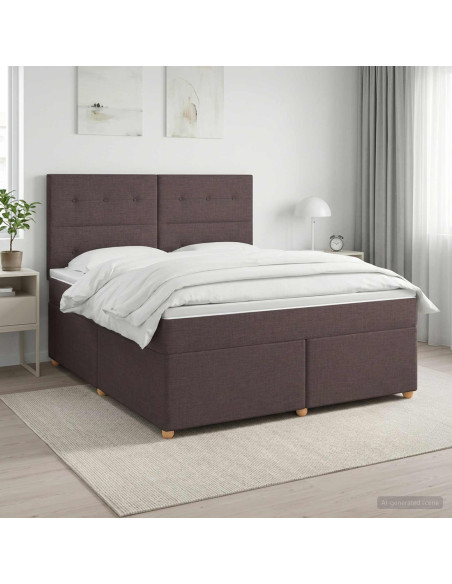 Letto box spring con materasso Marrone Scuro 180 x 200 cm