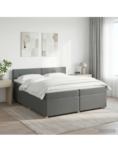 Letto box spring con materasso Grigio Scuro 200 x 200 cm
