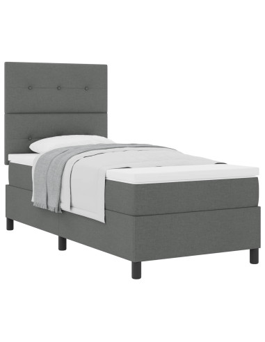 Letto a molle con testiera Grigio scuro 90 x 200 cm Tessuto