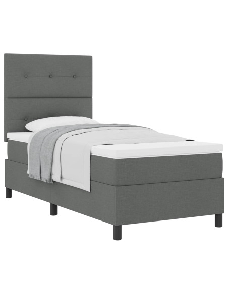 Letto a molle con testiera Grigio scuro 90 x 200 cm Tessuto