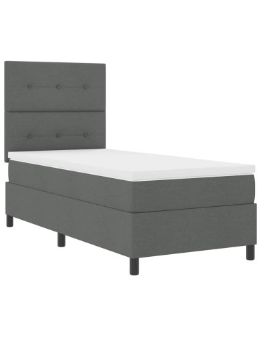 Letto a molle con testiera Grigio scuro 90 x 200 cm Tessuto
