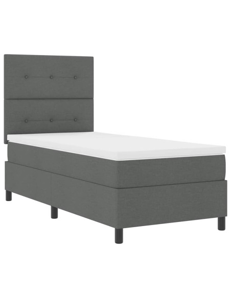 Letto a molle con testiera Grigio scuro 90 x 200 cm Tessuto