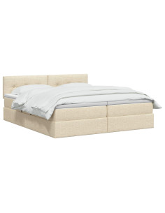 Letto con contenitore LED e materasso Crema 200 x 200 cm 2
