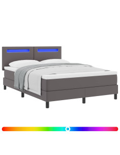 Letto a molle con materasso Grigio 160 x 200 cm Pelle sintetica 2