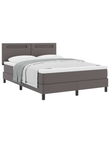 Letto a molle con materasso Grigio 160 x 200 cm Pelle sintetica
