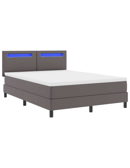 Letto a molle con materasso Grigio 160 x 200 cm Pelle sintetica