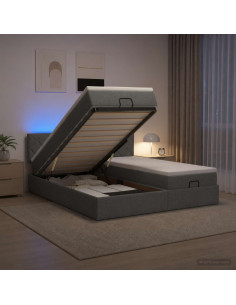 Letto Ottomano con Materasso e LED Grigio Scuro 180 x 200 cm