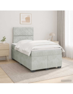 Letto box spring con materasso Grigio Chiaro 120 x 200 cm