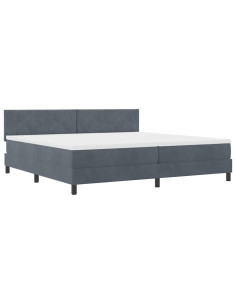 Letto a Sorgente LED Grigio scuro 200 x 200 cm Velluto 2