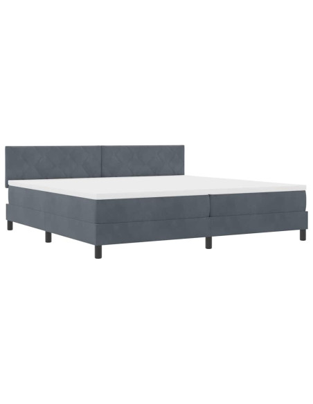 Letto a Sorgente LED Grigio scuro 200 x 200 cm Velluto