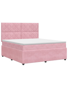 Letto box spring con materasso Rosa 160 x 200 cm Velluto 2