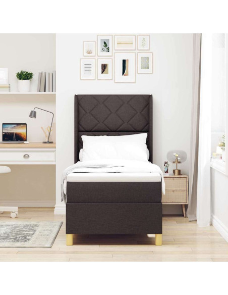 Letto a molle con testiera Marrone Scuro 80 x 200 cm Tessuto