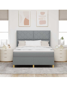 Letto a molle con testiera Grigio chiaro 140 x 190 cm Tessuto