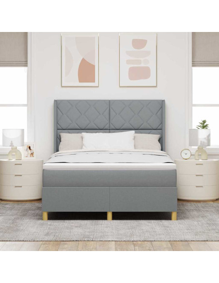 Letto a molle con testiera Grigio chiaro 140 x 190 cm Tessuto