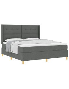 Letto a molle con testiera Grigio scuro 180 x 200 cm Tessuto 2