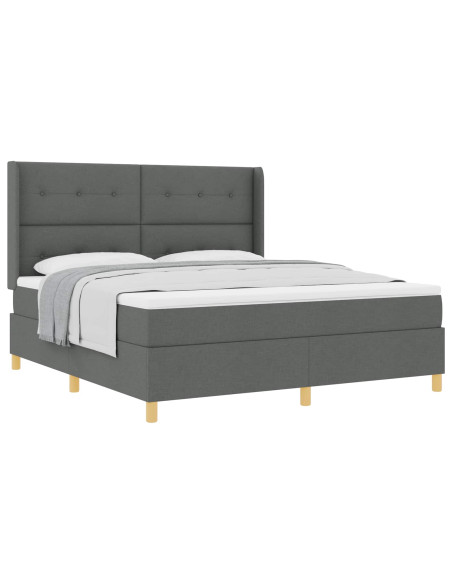 Letto a molle con testiera Grigio scuro 180 x 200 cm Tessuto