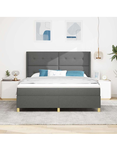 Letto a molle con testiera Grigio scuro 180 x 200 cm Tessuto