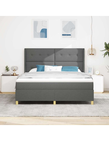 Letto a molle con testiera Grigio scuro 180 x 200 cm Tessuto