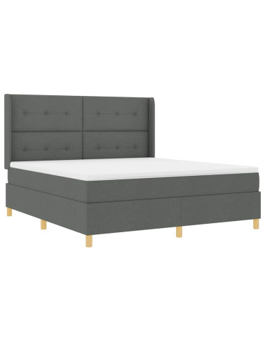 Letto a molle con testiera Grigio scuro 180 x 200 cm Tessuto