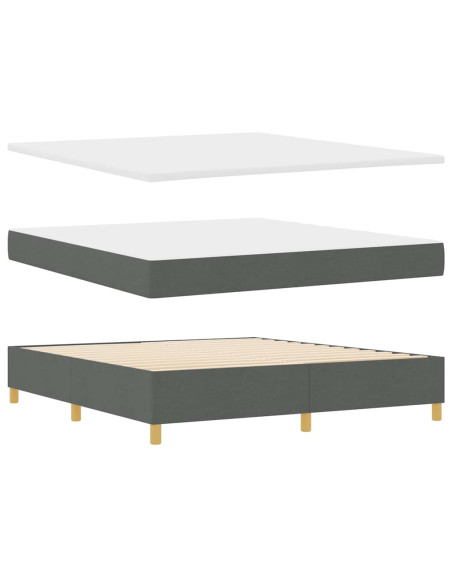 Letto a molle con testiera Grigio scuro 180 x 200 cm Tessuto