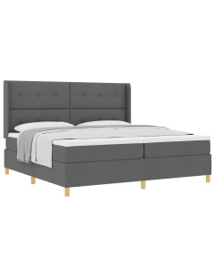 Letto a molle con testiera Grigio scuro 200 x 200 cm Tessuto 2