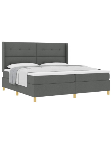 Letto a molle con testiera Grigio scuro 200 x 200 cm Tessuto