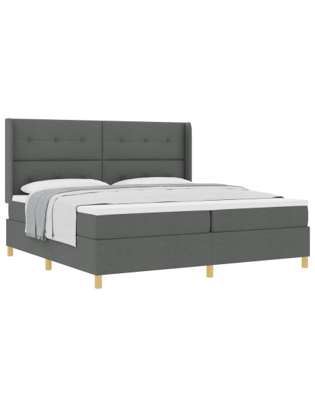 Letto a molle con testiera Grigio scuro 200 x 200 cm Tessuto