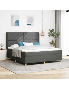 Letto a molle con testiera Grigio scuro 180 x 200 cm Tessuto
