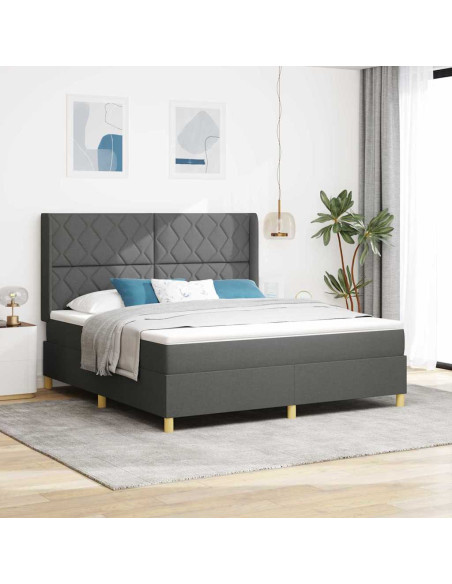 Letto a molle con testiera Grigio scuro 180 x 200 cm Tessuto