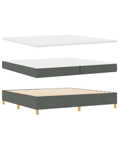 Letto a molle con testiera Grigio scuro 200 x 200 cm Tessuto