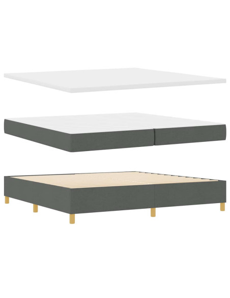 Letto a molle con testiera Grigio scuro 200 x 200 cm Tessuto