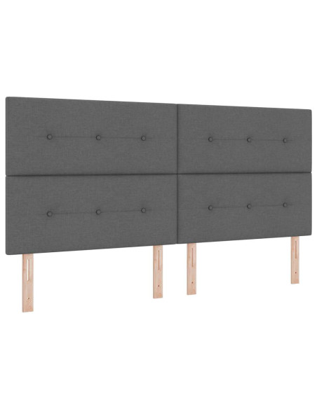 Letto a molle con testiera Grigio scuro 200 x 200 cm Tessuto