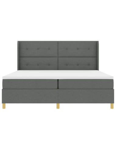 Letto a molle con testiera Grigio scuro 200 x 200 cm Tessuto