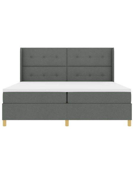 Letto a molle con testiera Grigio scuro 200 x 200 cm Tessuto