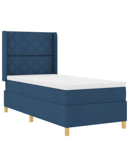 Letto a molle con testiera Blu 90 x 190 cm Tessuto