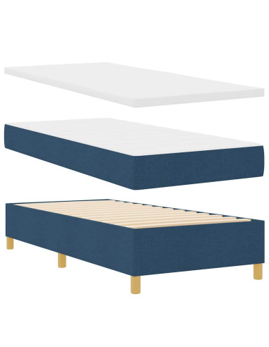 Letto a molle con testiera Blu 90 x 190 cm Tessuto