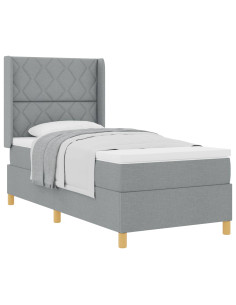 Letto a molle con testiera Grigio chiaro 90 x 200 cm Tessuto 2