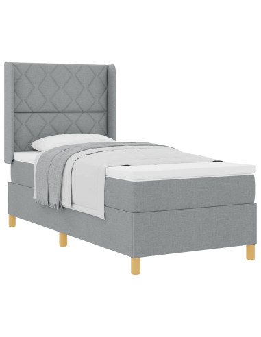 Letto a molle con testiera Grigio chiaro 90 x 200 cm Tessuto