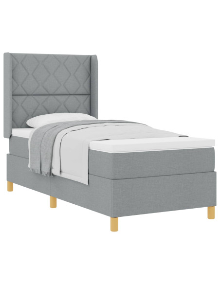 Letto a molle con testiera Grigio chiaro 90 x 200 cm Tessuto
