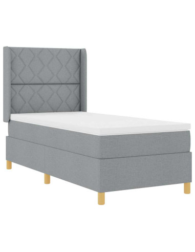 Letto a molle con testiera Grigio chiaro 90 x 190 cm Tessuto