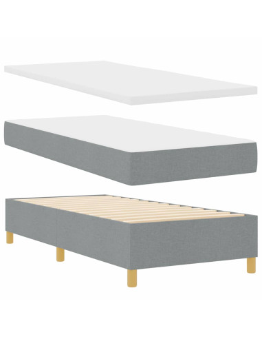 Letto a molle con testiera Grigio chiaro 90 x 190 cm Tessuto