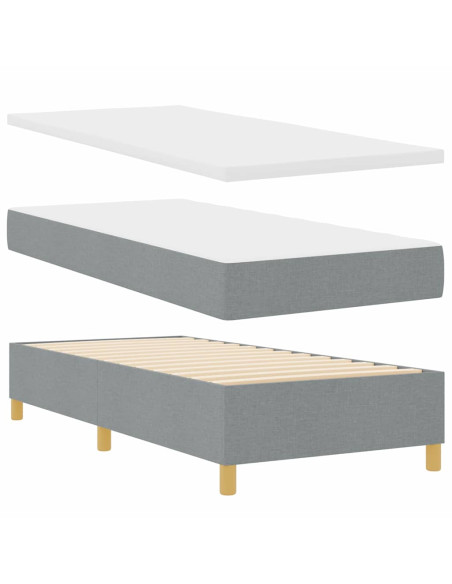 Letto a molle con testiera Grigio chiaro 90 x 200 cm Tessuto