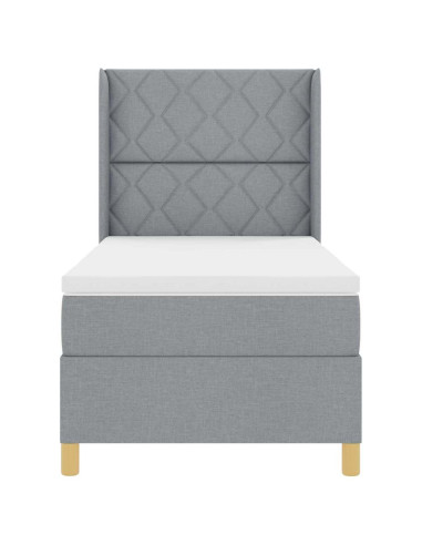 Letto a molle con testiera Grigio chiaro 90 x 200 cm Tessuto