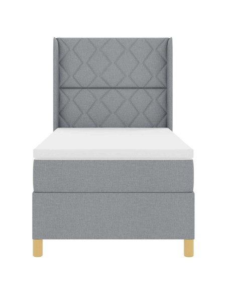 Letto a molle con testiera Grigio chiaro 90 x 200 cm Tessuto