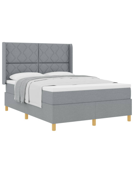 Letto a molle con testiera Grigio chiaro 140 x 190 cm Tessuto