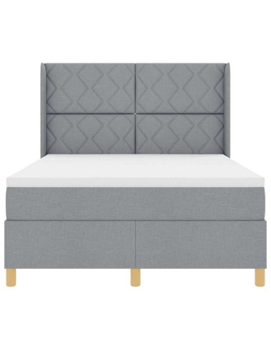 Letto a molle con testiera Grigio chiaro 140 x 190 cm Tessuto