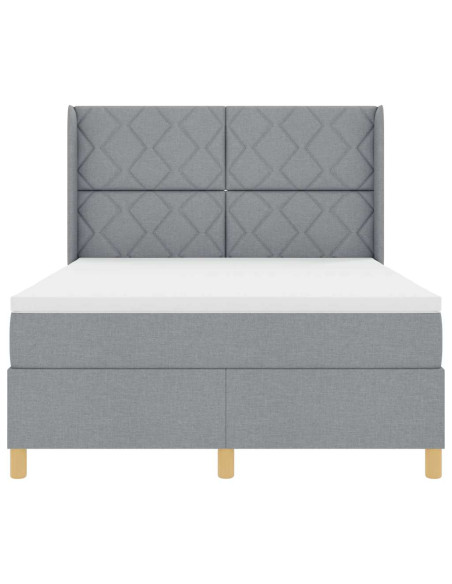 Letto a molle con testiera Grigio chiaro 140 x 190 cm Tessuto